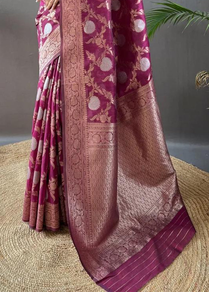 Purple Banarasi Silk Saree With Blouse Piece