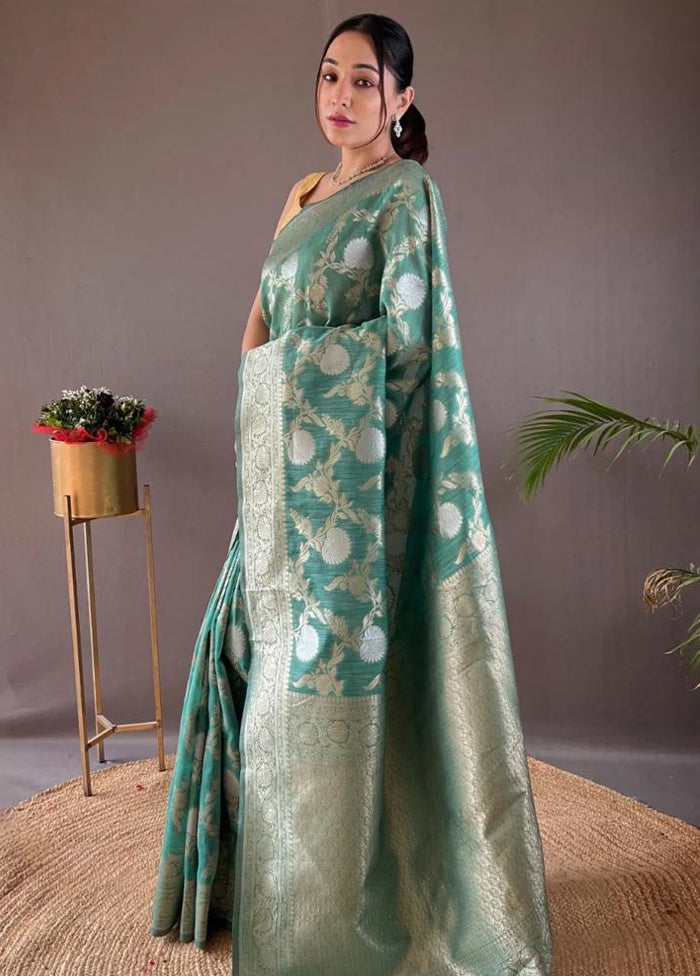 Rama Banarasi Silk Saree With Blouse Piece