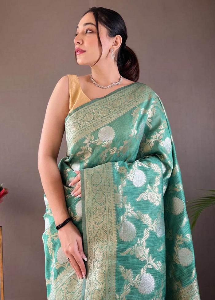 Rama Banarasi Silk Saree With Blouse Piece