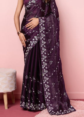 Purple Dupion Silk Saree With Blouse Piece