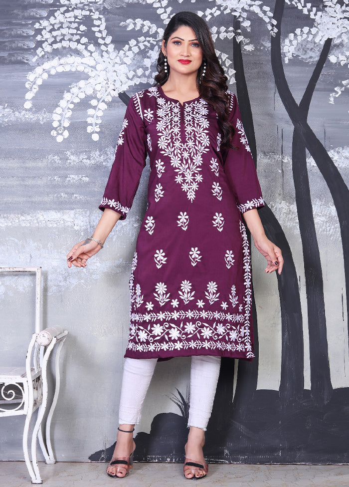 Purple Readymade Viscose Kurti