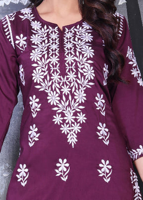 Purple Readymade Viscose Kurti