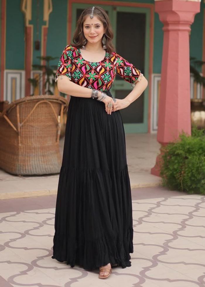 Black Readymade Rayon Indian Dress