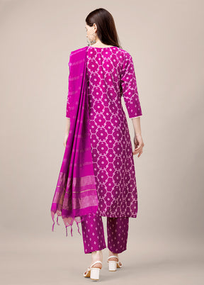 3 Pc Pink Readymade Rayon Suit Set