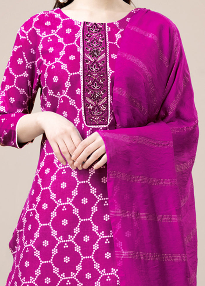 3 Pc Pink Readymade Rayon Suit Set