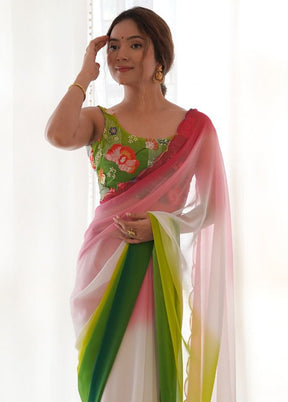 Multicolor Georgette Saree With Blouse Piece