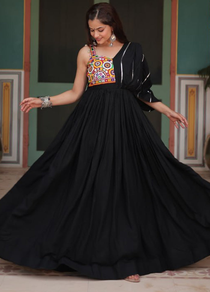 Black Readymade Rayon Indian Dress