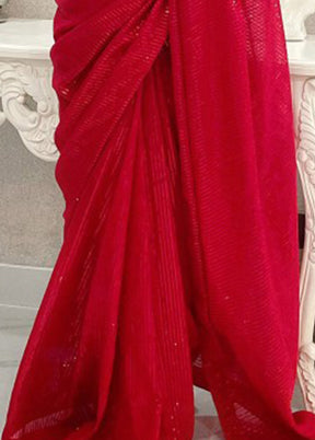 Red Georgette Saree With Blouse Piece