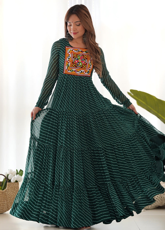 Green Readymade Pure Georgette Indian Dress