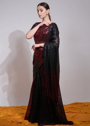 Multicolor Georgette Saree With Blouse Piece