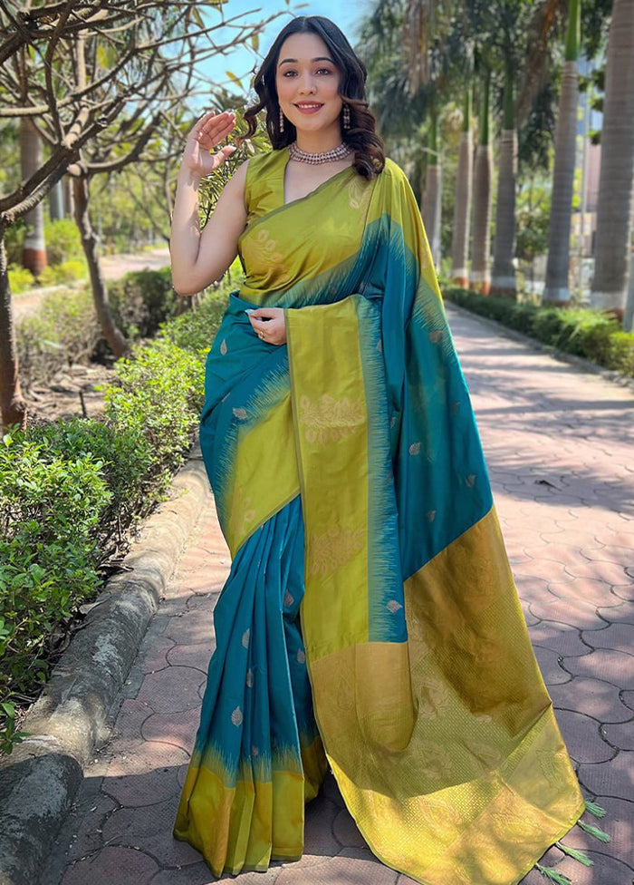 Multicolor Banarasi Silk Saree With Blouse Piece