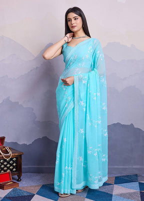 Firoza Chiffon Silk Saree With Blouse Piece