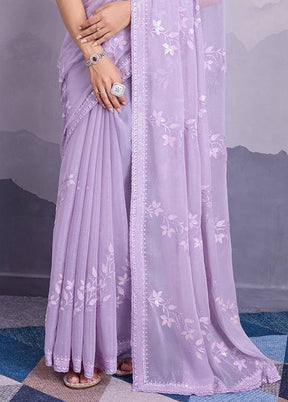 Lavender Chiffon Silk Saree With Blouse Piece