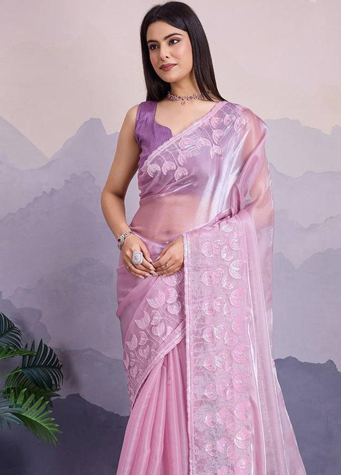 Lavender Jimmy Choo Saree With Blouse Piece