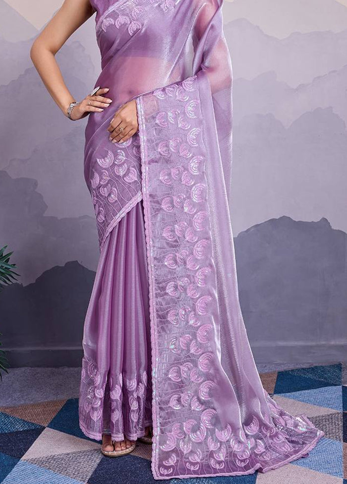 Purple Silk Saree With Blouse Piece - Main Image