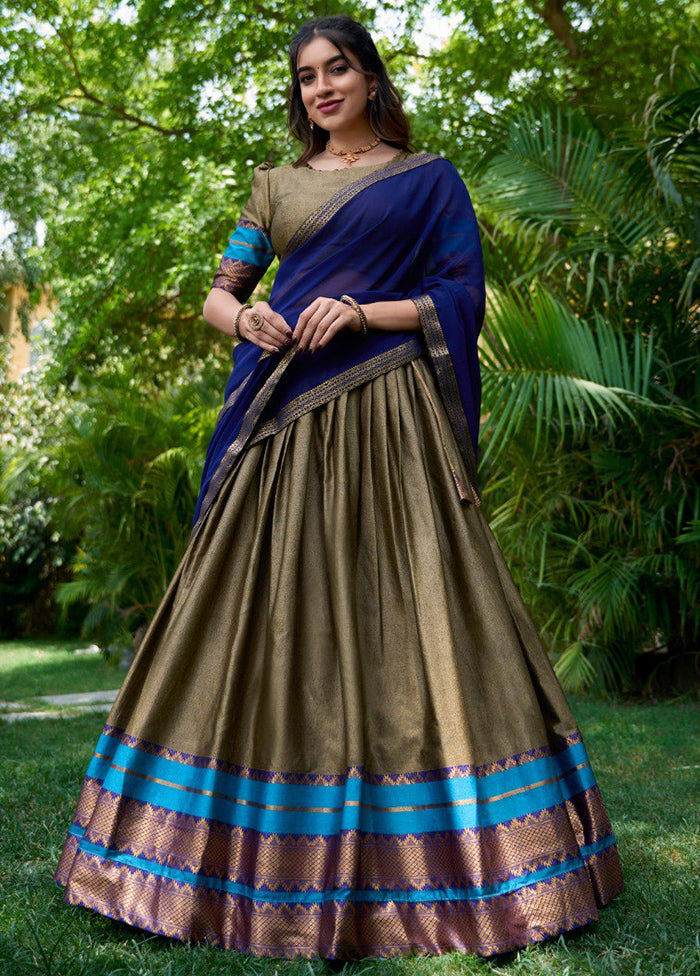 3 Pc Multicolor Cotton Semi Stitched Lehenga Set