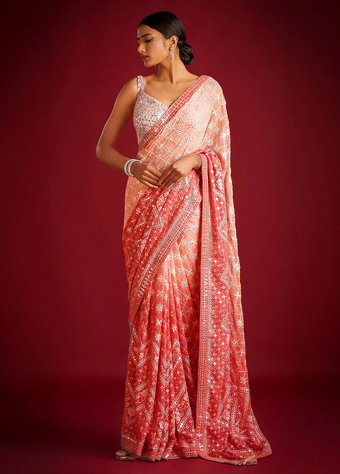 Multicolor Georgette Saree With Blouse Piece