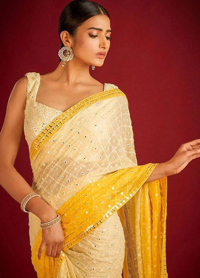 Multicolor Georgette Saree With Blouse Piece