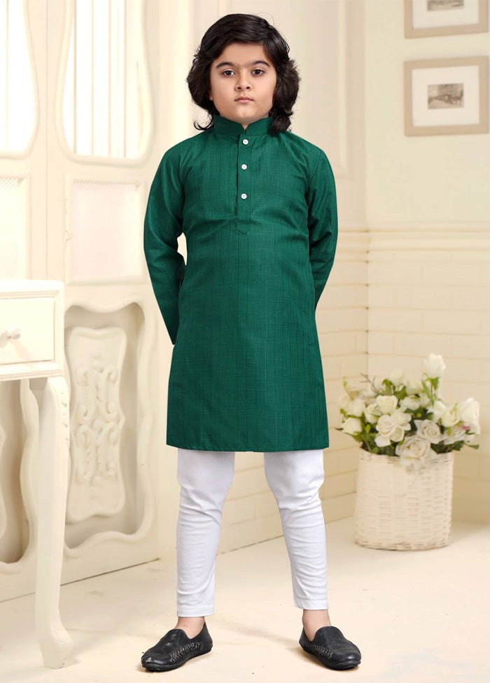 Bottle Green Pure Cotton Kurta Pajama Set