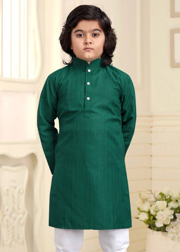 Bottle Green Pure Cotton Kurta Pajama Set