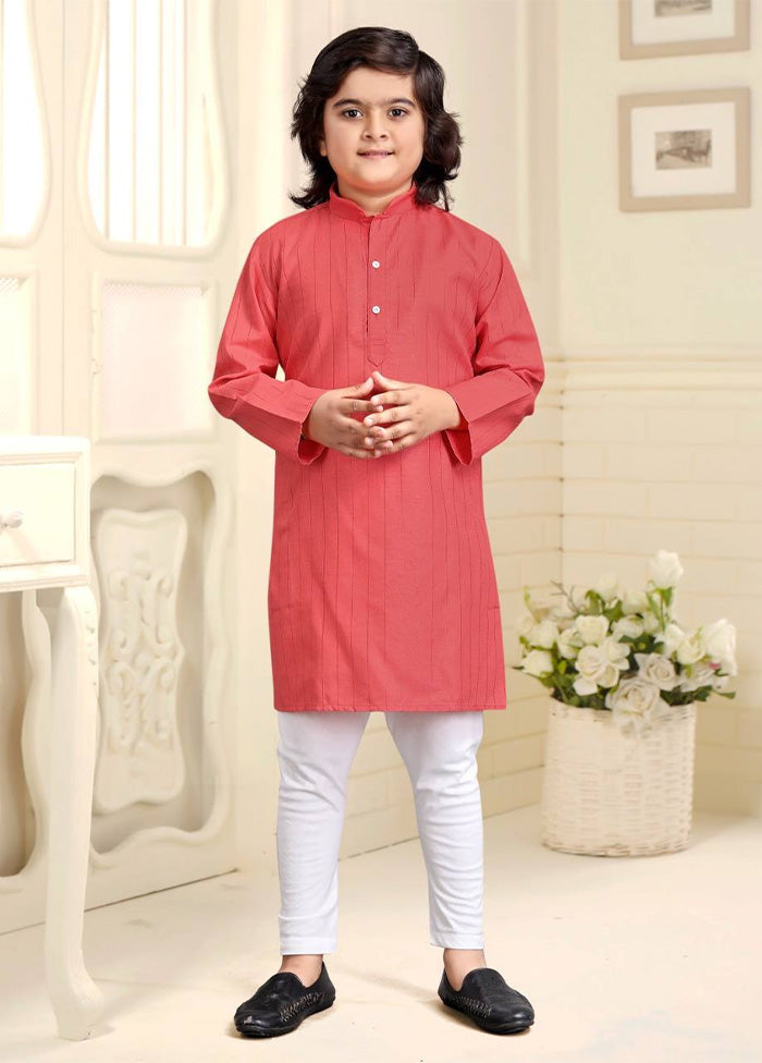 Peach Pure Cotton Kurta Pajama Set