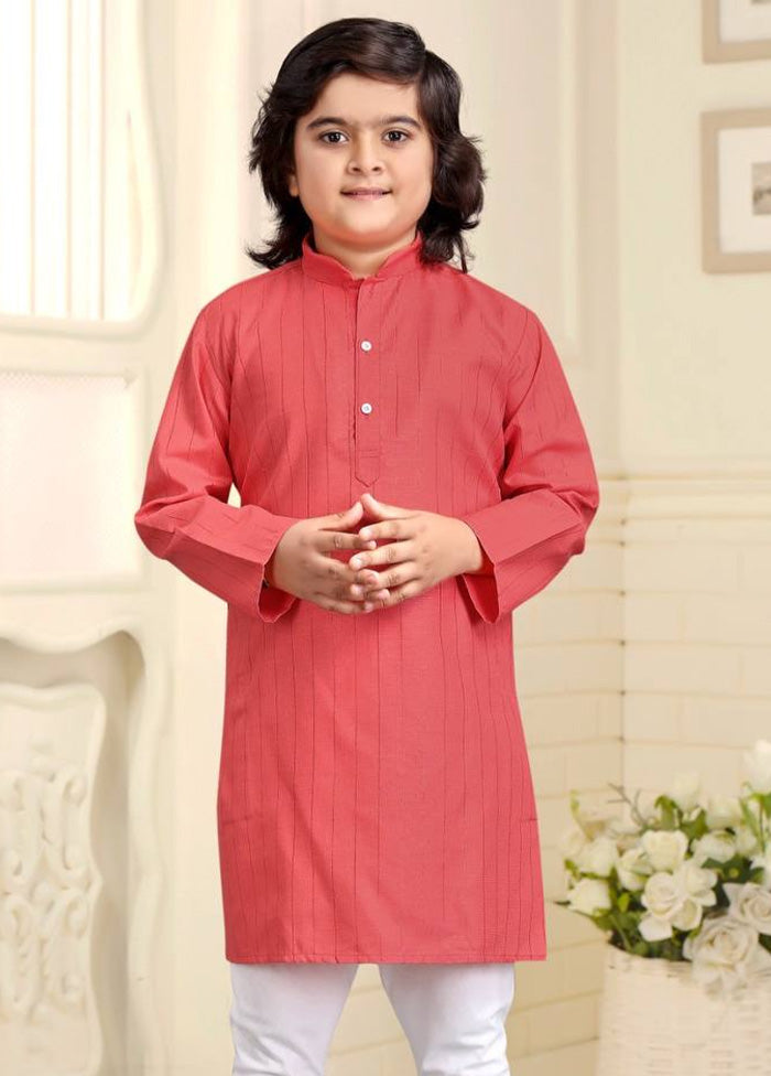 Peach Pure Cotton Kurta Pajama Set