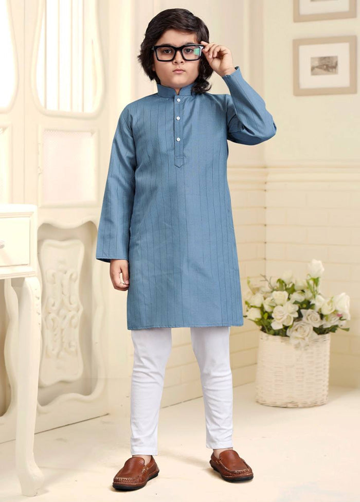 Sky Blue Pure Cotton Kurta Pajama Set