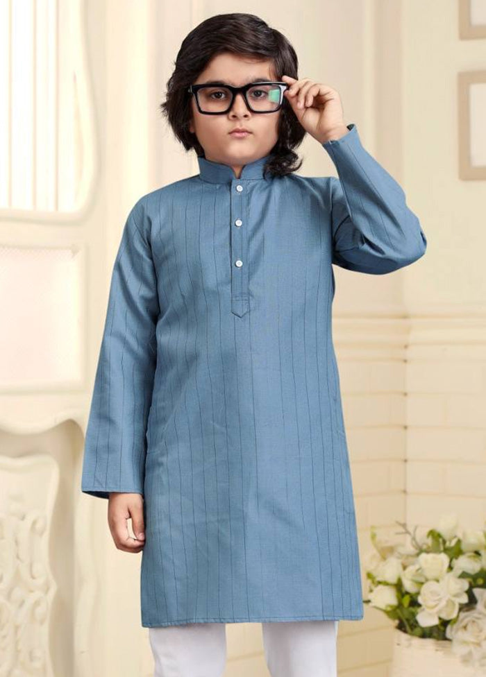 Sky Blue Pure Cotton Kurta Pajama Set