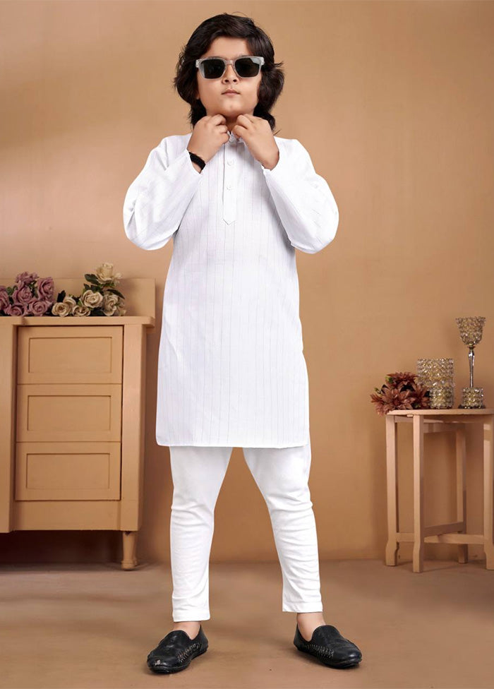 White Pure Cotton Kurta Pajama Set