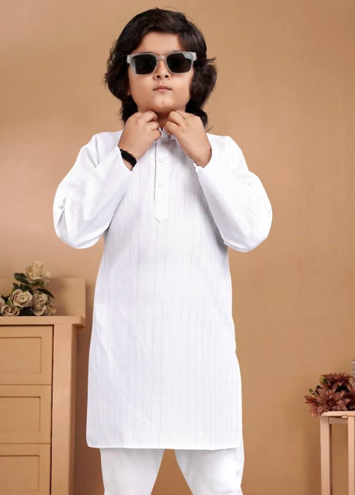 White Pure Cotton Kurta Pajama Set