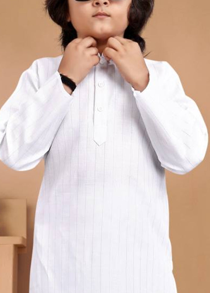 White Pure Cotton Kurta Pajama Set