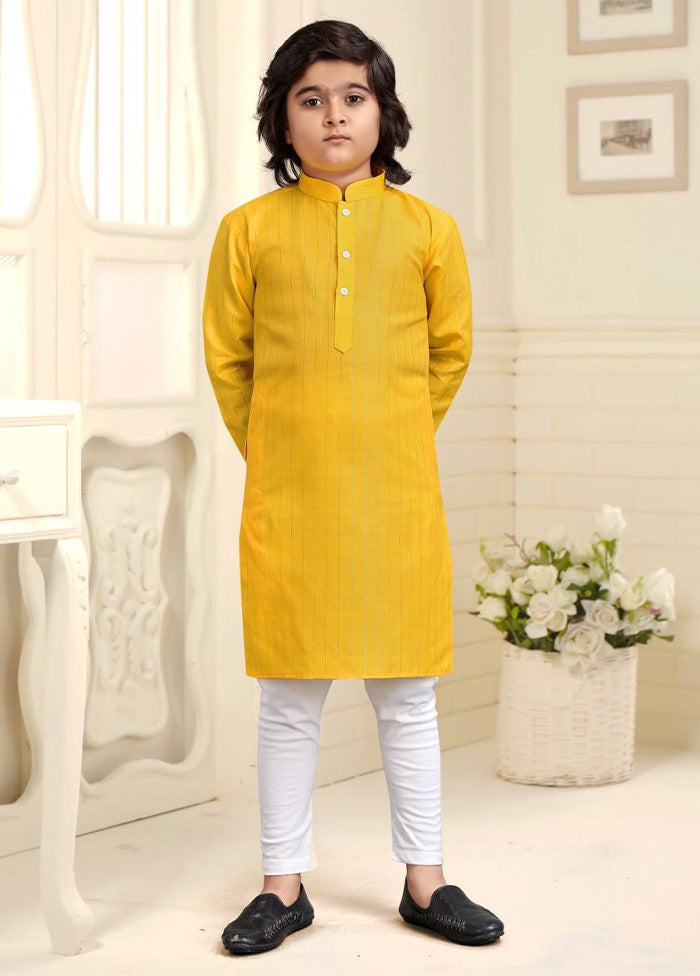 Yellow Pure Cotton Kurta Pajama Set