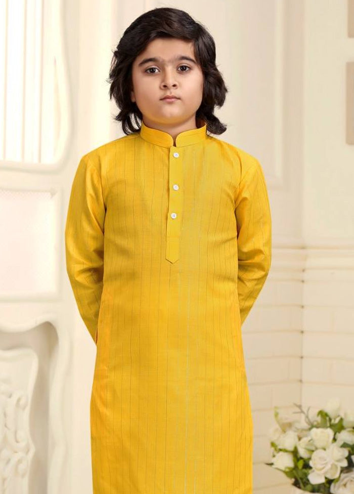 Yellow Pure Cotton Kurta Pajama Set1