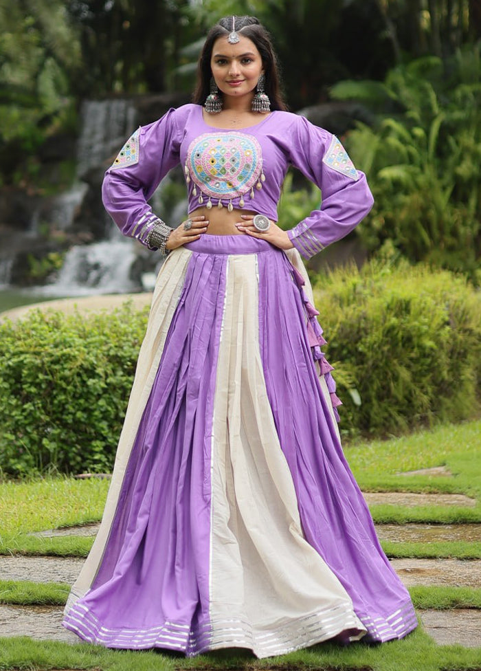 Purple Rayon Readymade Lehenga Set