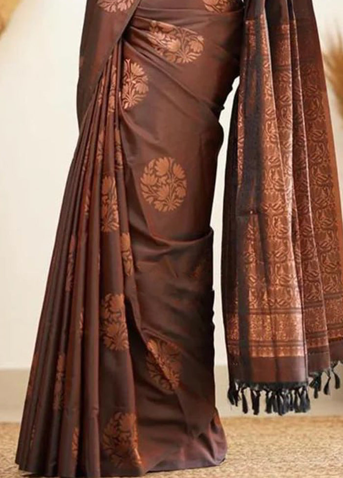 Orange Banarasi Silk Saree With Blouse Piece