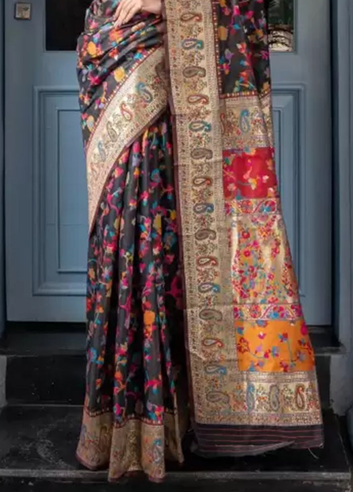 Multicolor Banarasi Silk Saree With Blouse Piece