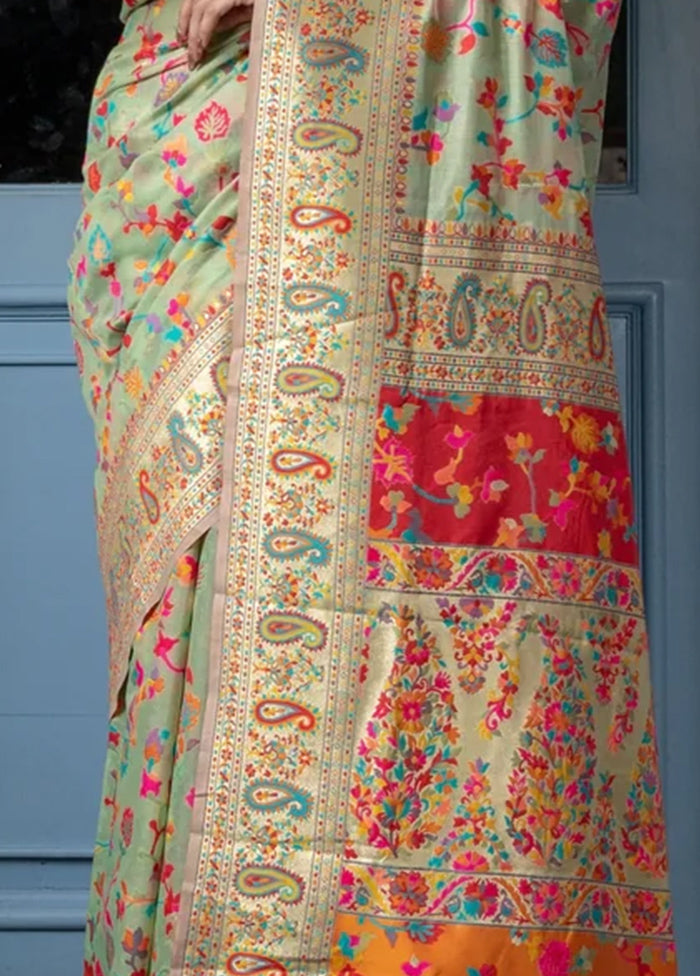 Multicolor Banarasi Silk Saree With Blouse Piece