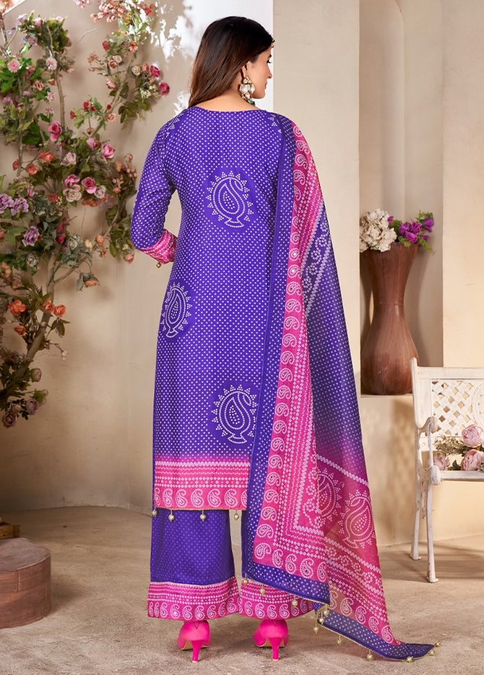 3 Pc Multicolor Readymade Silk Suit Set