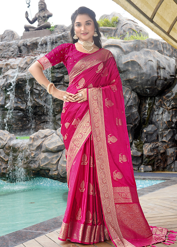 Rani Satin Silk Saree With Blouse Piece