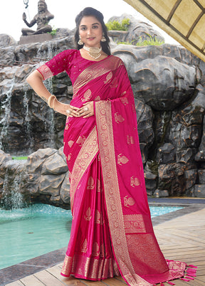 Rani Satin Silk Saree With Blouse Piece