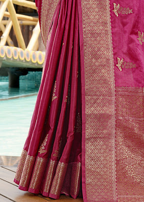 Wine Satin Silk Saree With Blouse Piece