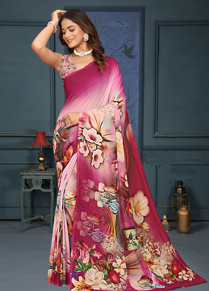 Multicolor Dupion Silk Saree With Blouse Piece