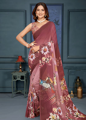 Pink Spun Silk Saree With Blouse Piece