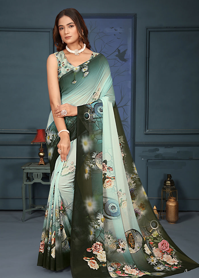 Multicolor Dupion Silk Saree With Blouse Piece