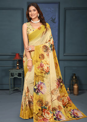 Multicolor Dupion Silk Saree With Blouse Piece