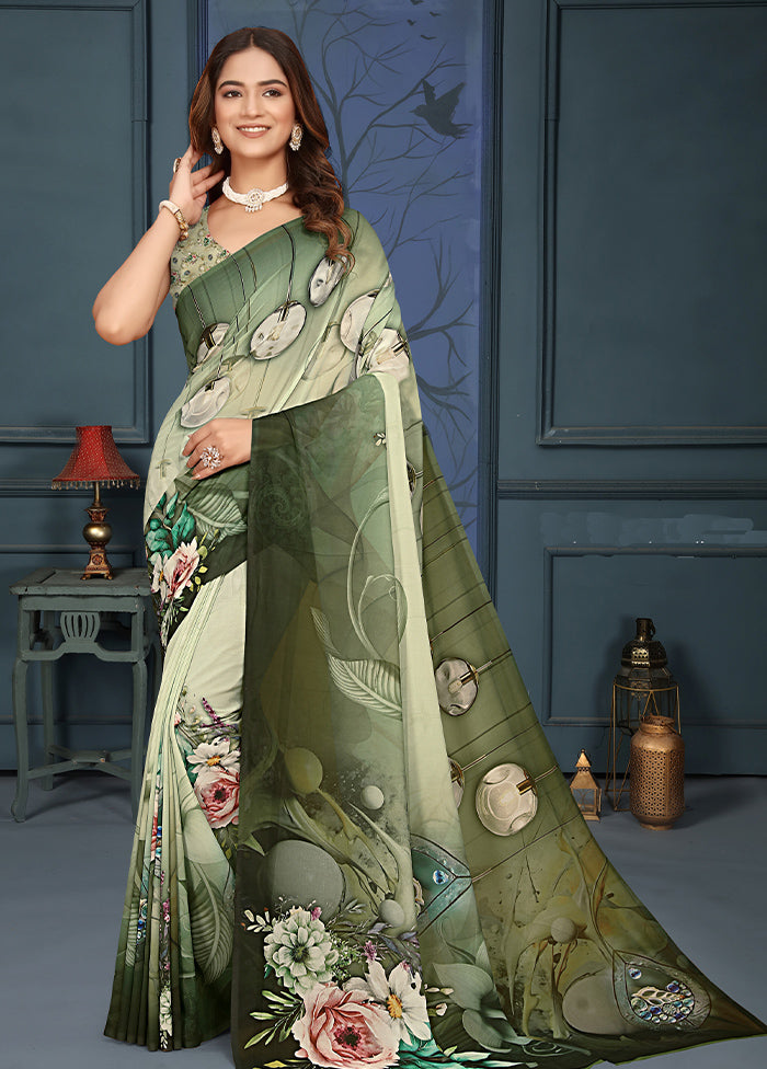 Multicolor Dupion Silk Saree With Blouse Piece