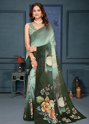 Blue Spun Silk Saree With Blouse Piece