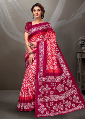 Multicolor Cotton Saree With Blouse Piece