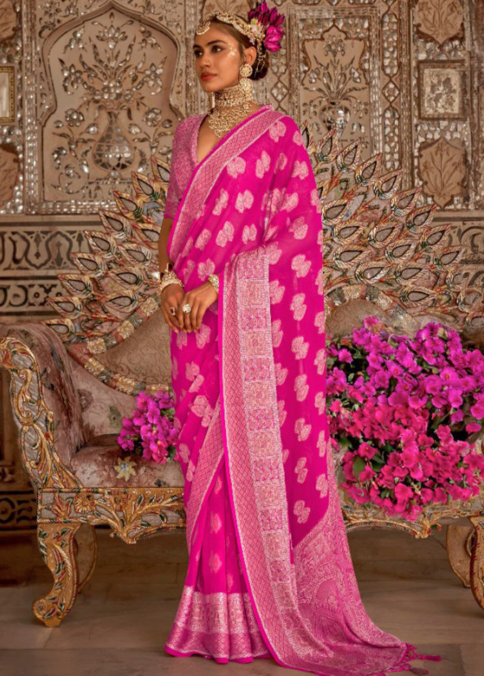 Pink Georgette Saree With Blouse Piece