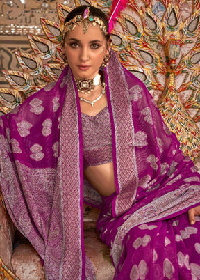 Purple Georgette Saree With Blouse Piece